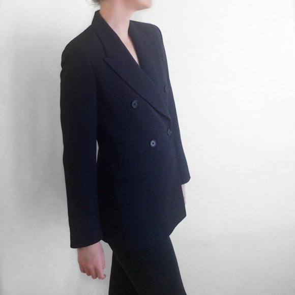 Emporio Armani Wool Double Breasted Blazer Navy - Picture 3 of 14
